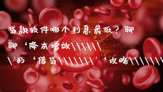 贷款软件哪个利息最低？聊聊‘降本增效\\\
