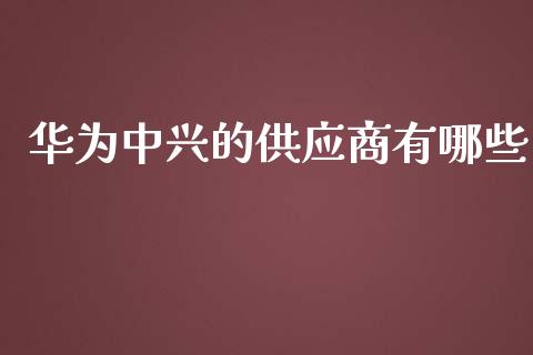 华为中兴的供应商有哪些_https://m.fsyjjx.cn_期货如何开户_第1张