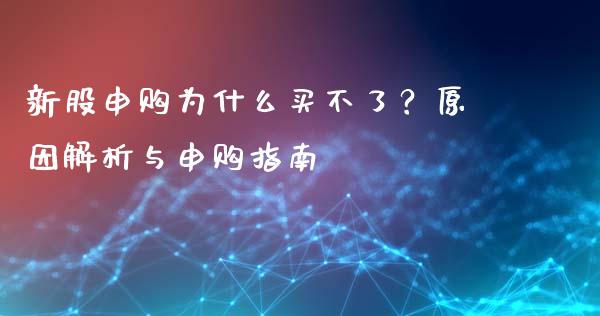 新股申购为什么买不了？原因解析与申购指南_https://m.fsyjjx.cn_股指期货保证金_第1张