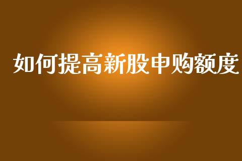 如何提高新股申购额度_https://m.fsyjjx.cn_股指期货保证金_第1张