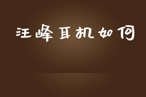 汪峰耳机如何_https://m.fsyjjx.cn_期货如何开户_第1张
