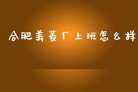 合肥美菱厂上班怎么样_https://m.fsyjjx.cn_股指期货保证金_第1张