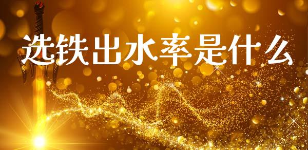选铁出水率是什么_https://m.fsyjjx.cn_股指期货保证金_第1张