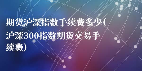 期货沪深指数手续费多少(沪深300指数期货交易手续费)_https://m.fsyjjx.cn_期货保证金_第1张