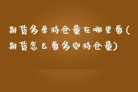 期货多单持仓量在哪里看(期货怎么看多空持仓量)_https://m.fsyjjx.cn_期货保证金计算_第1张