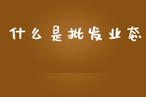 什么是批发业态_https://m.fsyjjx.cn_期货保证金计算_第1张