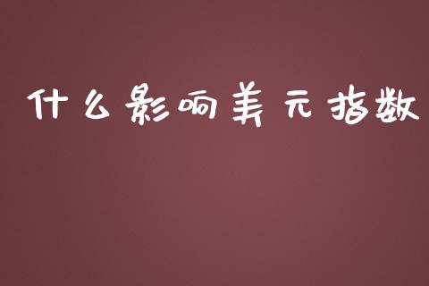 什么影响美元指数_https://m.fsyjjx.cn_股指期货保证金_第1张