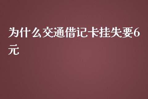 为什么交通借记卡挂失要6元_https://m.fsyjjx.cn_期货如何开户_第1张