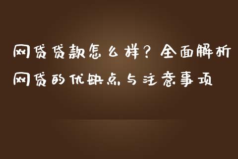 网贷贷款怎么样？全面解析网贷的优缺点与注意事项_https://m.fsyjjx.cn_期货如何开户_第1张
