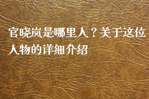 官晓岚是哪里人？关于这位人物的详细介绍_https://m.fsyjjx.cn_期货保证金_第1张