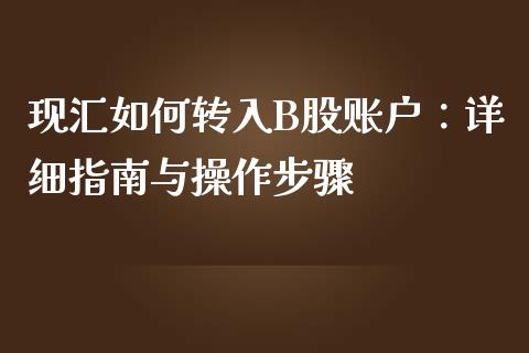 现汇如何转入B股账户：详细指南与操作步骤_https://m.fsyjjx.cn_期货保证金计算_第1张