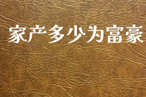 家产多少为富豪_https://m.fsyjjx.cn_期货保证金_第1张