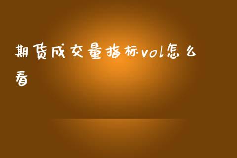 期货成交量指标vol怎么看_https://m.fsyjjx.cn_期货保证金计算_第1张