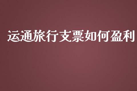 运通旅行支票如何盈利_https://m.fsyjjx.cn_期货如何开户_第1张