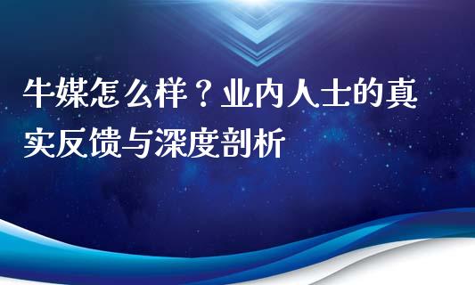 牛媒怎么样？业内人士的真实反馈与深度剖析_https://m.fsyjjx.cn_期货保证金_第1张