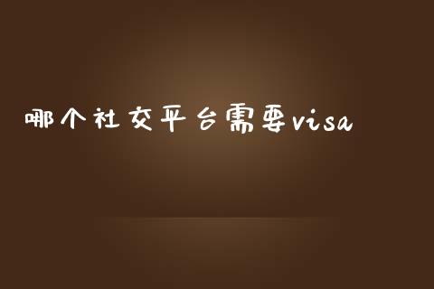 哪个社交平台需要visa_https://m.fsyjjx.cn_期货保证金_第1张