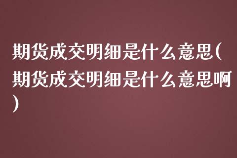 期货成交明细是什么意思(期货成交明细是什么意思啊)_https://m.fsyjjx.cn_期货保证金计算_第1张