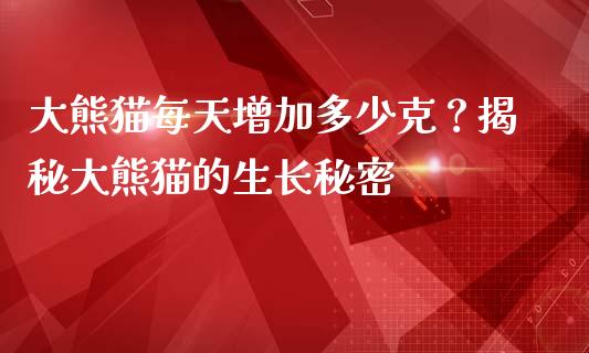 大熊猫每天增加多少克？揭秘大熊猫的生长秘密_https://m.fsyjjx.cn_期货保证金_第1张