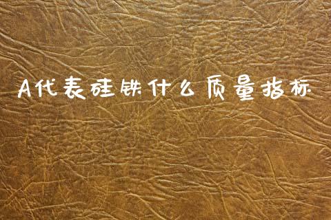 A代表硅铁什么质量指标_https://m.fsyjjx.cn_期货保证金_第1张