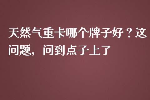 天然气重卡哪个牌子好？这问题，问到点子上了_https://m.fsyjjx.cn_期货如何开户_第1张