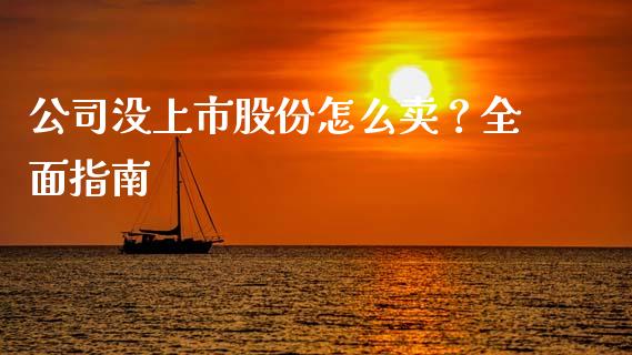 公司没上市股份怎么卖？全面指南_https://m.fsyjjx.cn_股指期货保证金_第1张
