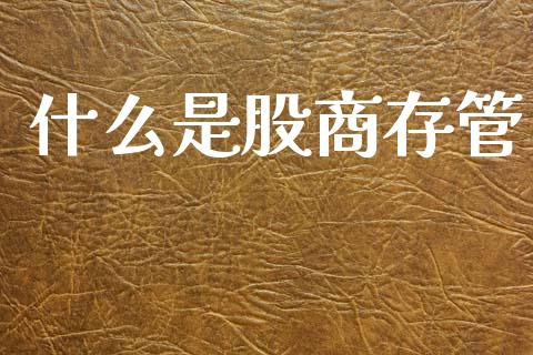 什么是股商存管_https://m.fsyjjx.cn_期货保证金计算_第1张