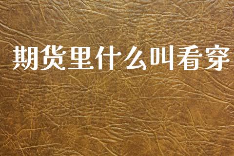 期货里什么叫看穿_https://m.fsyjjx.cn_期货保证金_第1张