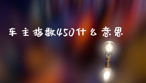 车主指数450什么意思_https://m.fsyjjx.cn_期货保证金_第1张
