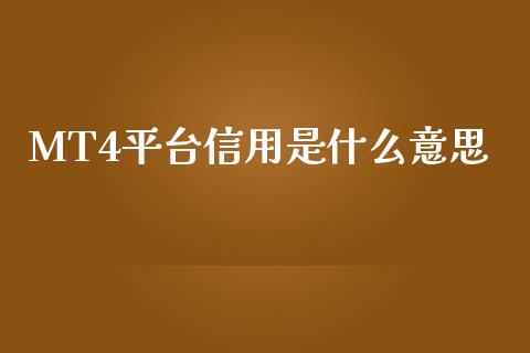 MT4平台信用是什么意思_https://m.fsyjjx.cn_股指期货保证金_第1张