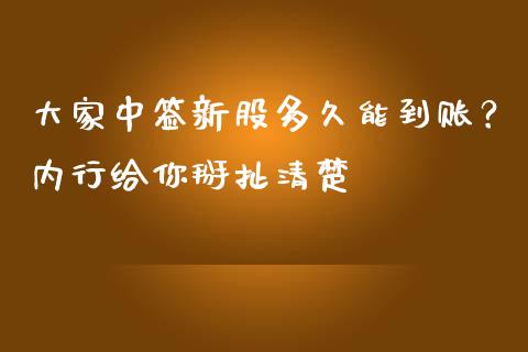大家中签新股多久能到账？内行给你掰扯清楚_https://m.fsyjjx.cn_期货保证金计算_第1张