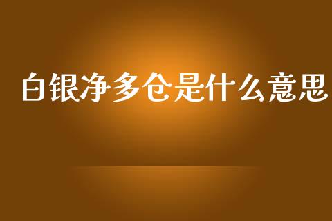 白银净多仓是什么意思_https://m.fsyjjx.cn_股指期货保证金_第1张