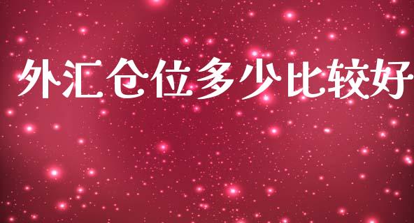 外汇仓位多少比较好_https://m.fsyjjx.cn_股指期货保证金_第1张