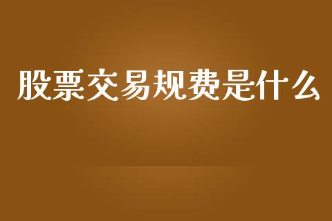 股票交易规费是什么_https://m.fsyjjx.cn_期货保证金计算_第1张
