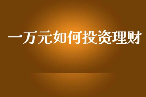 一万元如何投资理财_https://m.fsyjjx.cn_股指期货保证金_第1张