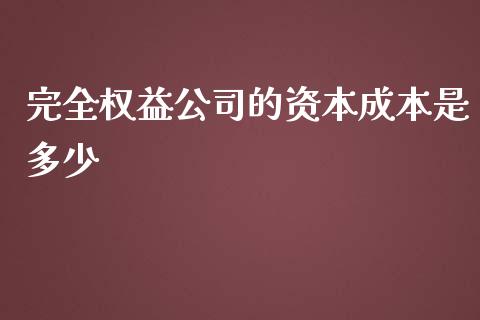 完全权益公司的资本成本是多少_https://m.fsyjjx.cn_股指期货保证金_第1张