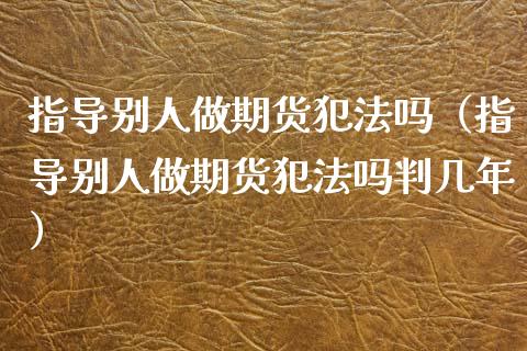 指导别人做期货犯法吗（指导别人做期货犯法吗判几年）_https://m.fsyjjx.cn_期货保证金_第1张