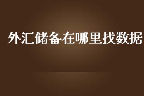 外汇储备在哪里找数据_https://m.fsyjjx.cn_期货保证金计算_第1张