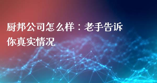 厨邦公司怎么样：老手告诉你真实情况_https://m.fsyjjx.cn_期货保证金_第1张