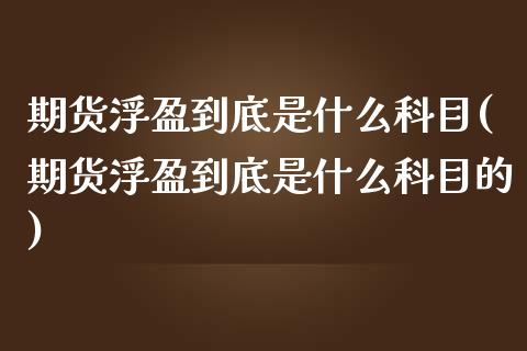 期货浮盈到底是什么科目(期货浮盈到底是什么科目的)_https://m.fsyjjx.cn_期货保证金计算_第1张