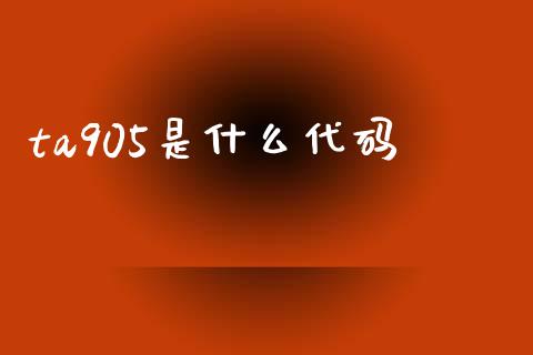 ta905是什么代码_https://m.fsyjjx.cn_股指期货保证金_第1张