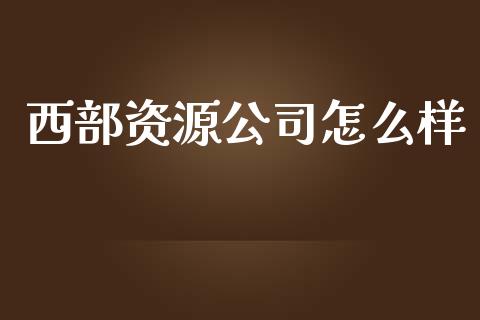 西部资源公司怎么样_https://m.fsyjjx.cn_期货保证金_第1张
