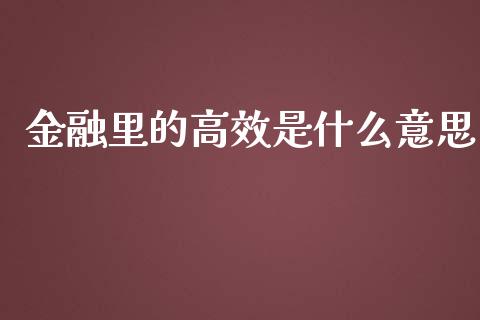 金融里的高效是什么意思_https://m.fsyjjx.cn_股指期货保证金_第1张