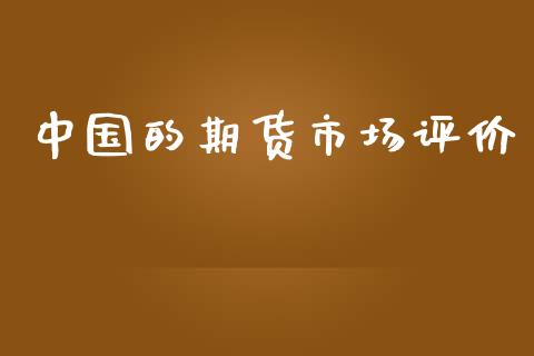 中国的期货市场评价_https://m.fsyjjx.cn_期货保证金计算_第1张
