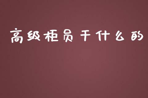 高级柜员干什么的_https://m.fsyjjx.cn_期货保证金计算_第1张