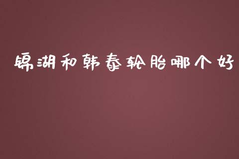 锦湖和韩泰轮胎哪个好_https://m.fsyjjx.cn_股指期货保证金_第1张