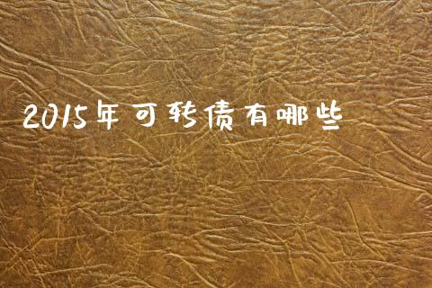 2015年可转债有哪些_https://m.fsyjjx.cn_期货保证金_第1张