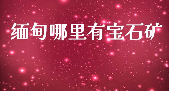 缅甸哪里有宝石矿_https://m.fsyjjx.cn_期货保证金_第1张