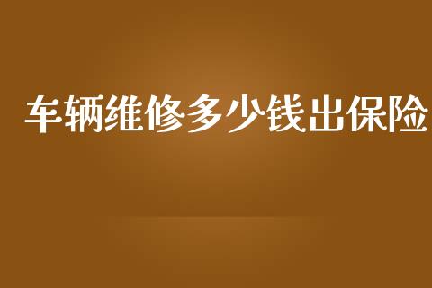 车辆维修多少钱出保险_https://m.fsyjjx.cn_期货保证金计算_第1张