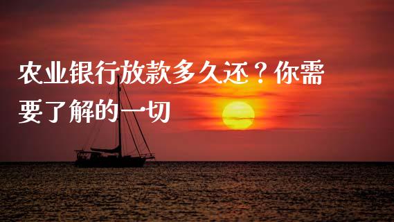 农业银行放款多久还？你需要了解的一切_https://m.fsyjjx.cn_期货保证金_第1张