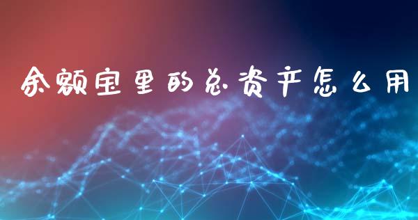余额宝里的总资产怎么用_https://m.fsyjjx.cn_期货如何开户_第1张